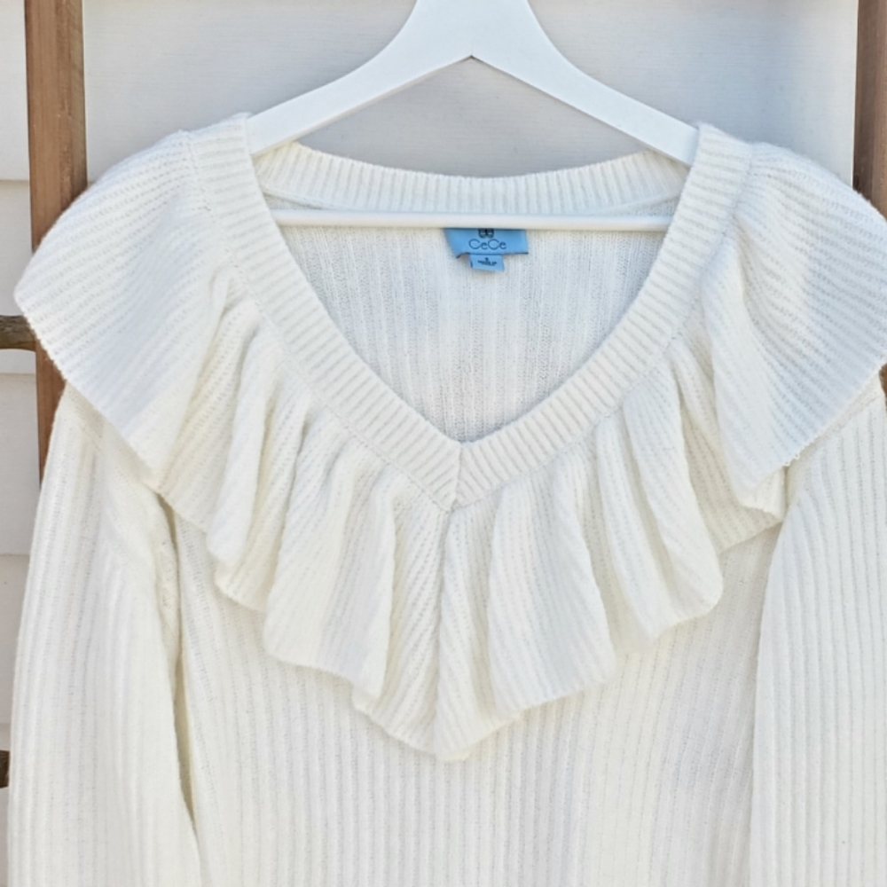 NEW! CeCe Vila Ruffle Knit Sweater - Picture 7 of 10